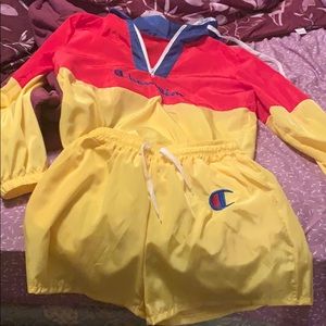 Champion summertime shorts windbreaker outfit